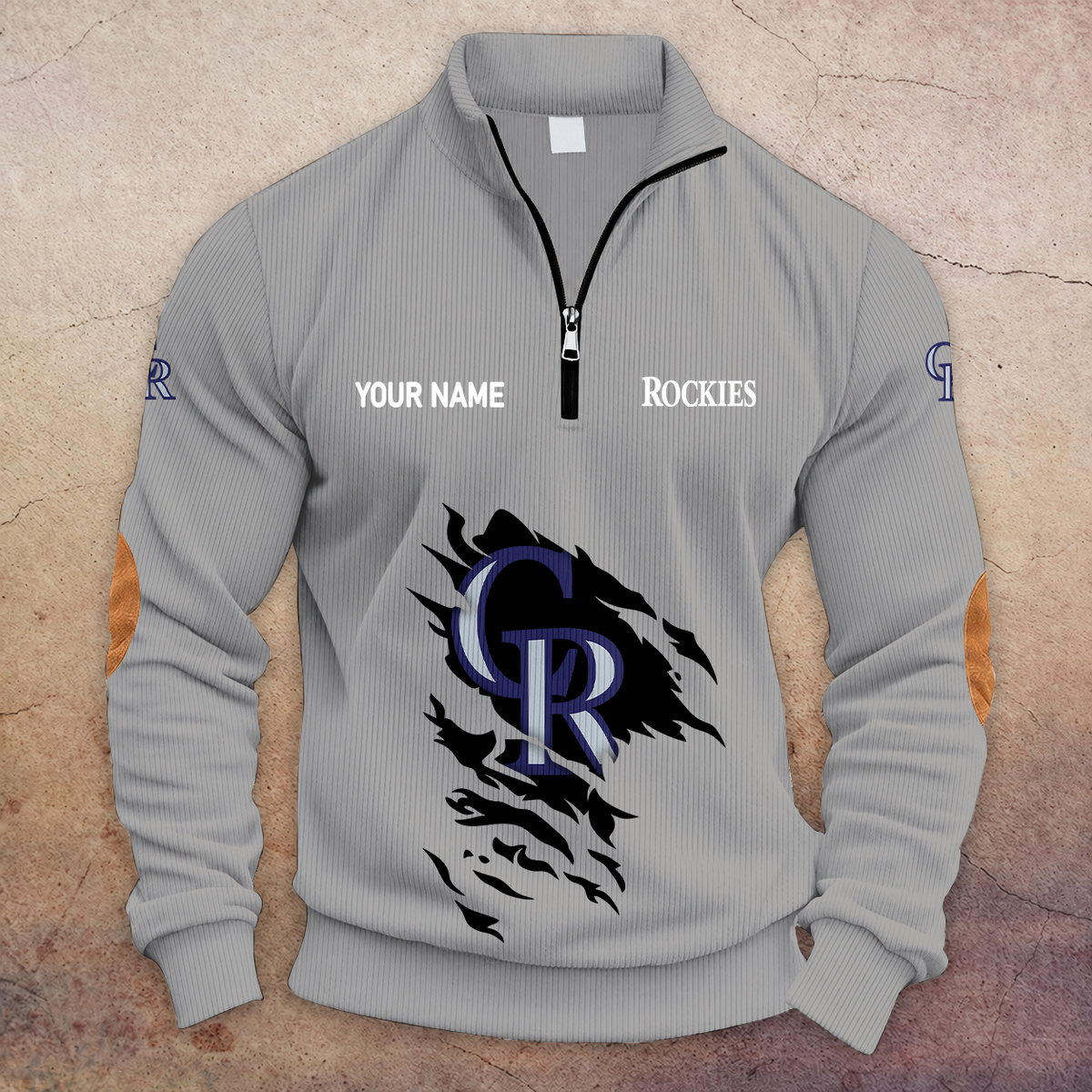 [FLASH SALE] NEW CUSTOMIZED MLB30 COR COLORADO ROCKIES MULTICOLOR STRIPED QUATER ZIP SWEATSHIRT