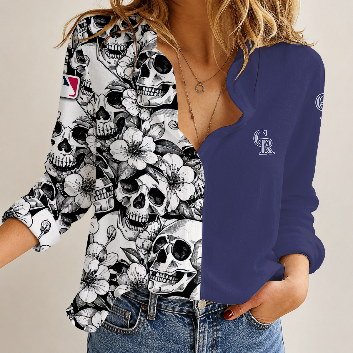 [FLASH SALE] NEW CUSTOMIZED MLB30 COR COLORADO ROCKIES WOMEN'S CASUAL SHIRT