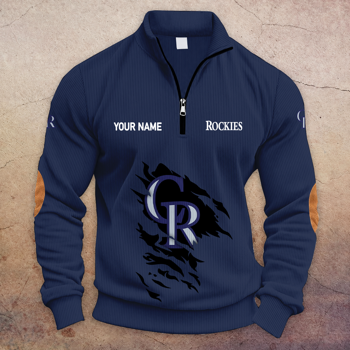 [FLASH SALE] NEW CUSTOMIZED MLB30 COR COLORADO ROCKIES MULTICOLOR STRIPED QUATER ZIP SWEATSHIRT