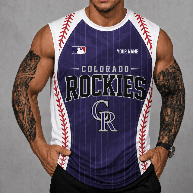 [FLASH SALE] NEW CUSTOMIZED MLB30 COR COLORADO ROCKIES TANK TOP & GYM SHIRT