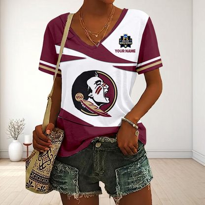 [FLASH SALE] NEW CUSTOMIZED | NCAA CWS30 FLS FL SEMINOLES V-NECK FEMALE SHIRT