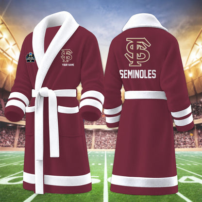 [FAN FAVORITE] NEW CUSTOMIZED NCAA CWS30 FLS FLORIDA STATE SEMINOLES MULTICOLOR FLEECE BATHROBE