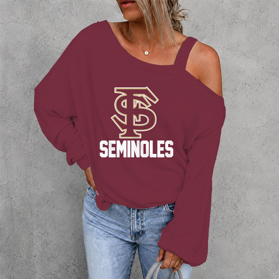 [FAN FAVORITE] NEW CUSTOMIZED NCAA CWS30 FLS FLORIDA STATE SEMINOLES WOMEN'S OFF-SHOULDER LONG SLEEVE SHIRT
