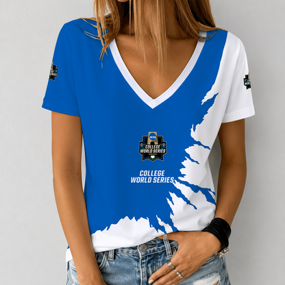 [FAN FAVORITE] NEW CUSTOMIZED NCAA CWS31 COLLEGE WORLD SERIES V-NECK FEMALE SHIRT