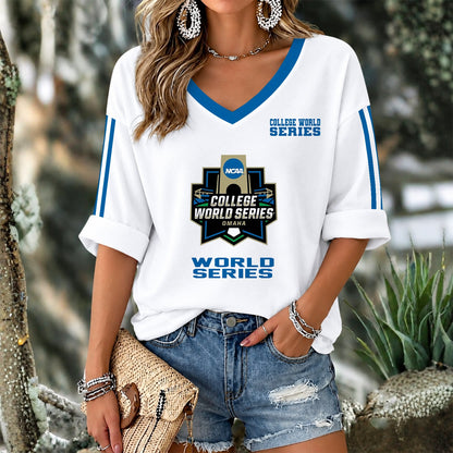 [FAN FAVORITE] NEW CUSTOMIZED NCAA CWS31 COLLEGE WORLD SERIES WOMEN'S V-NECK LONG SLEEVE SHIRT
