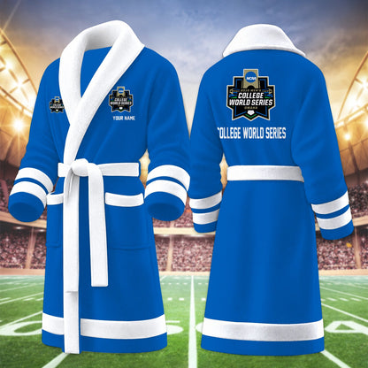 [FAN FAVORITE] NEW CUSTOMIZED NCAA CWS31 COLLEGE WORLD SERIES MULTICOLOR FLEECE BATHROBE