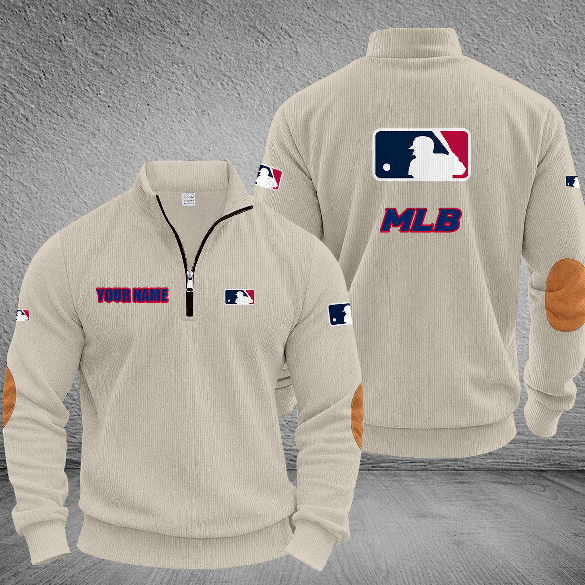 [FLASH SALE] NEW CUSTOMIZED MLB31 MAJOR LEAGUE BASEBALL MULTICOLOR STRIPED QUATER ZIP SWEATSHIRT