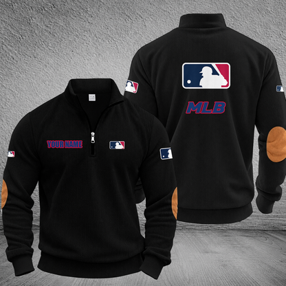 [FLASH SALE] NEW CUSTOMIZED MLB31 MAJOR LEAGUE BASEBALL MULTICOLOR STRIPED QUATER ZIP SWEATSHIRT