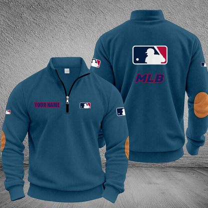 [FLASH SALE] NEW CUSTOMIZED MLB31 MAJOR LEAGUE BASEBALL MULTICOLOR STRIPED QUATER ZIP SWEATSHIRT