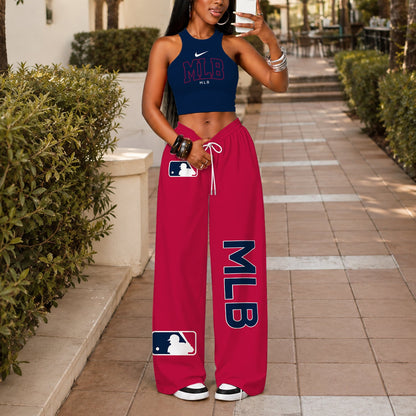 [FLASH SALE] NEW CUSTOMIZED MLB31 MAJOR LEAGUE BASEBALL WOMEN'S CROP TOP & LONGPANTS SET
