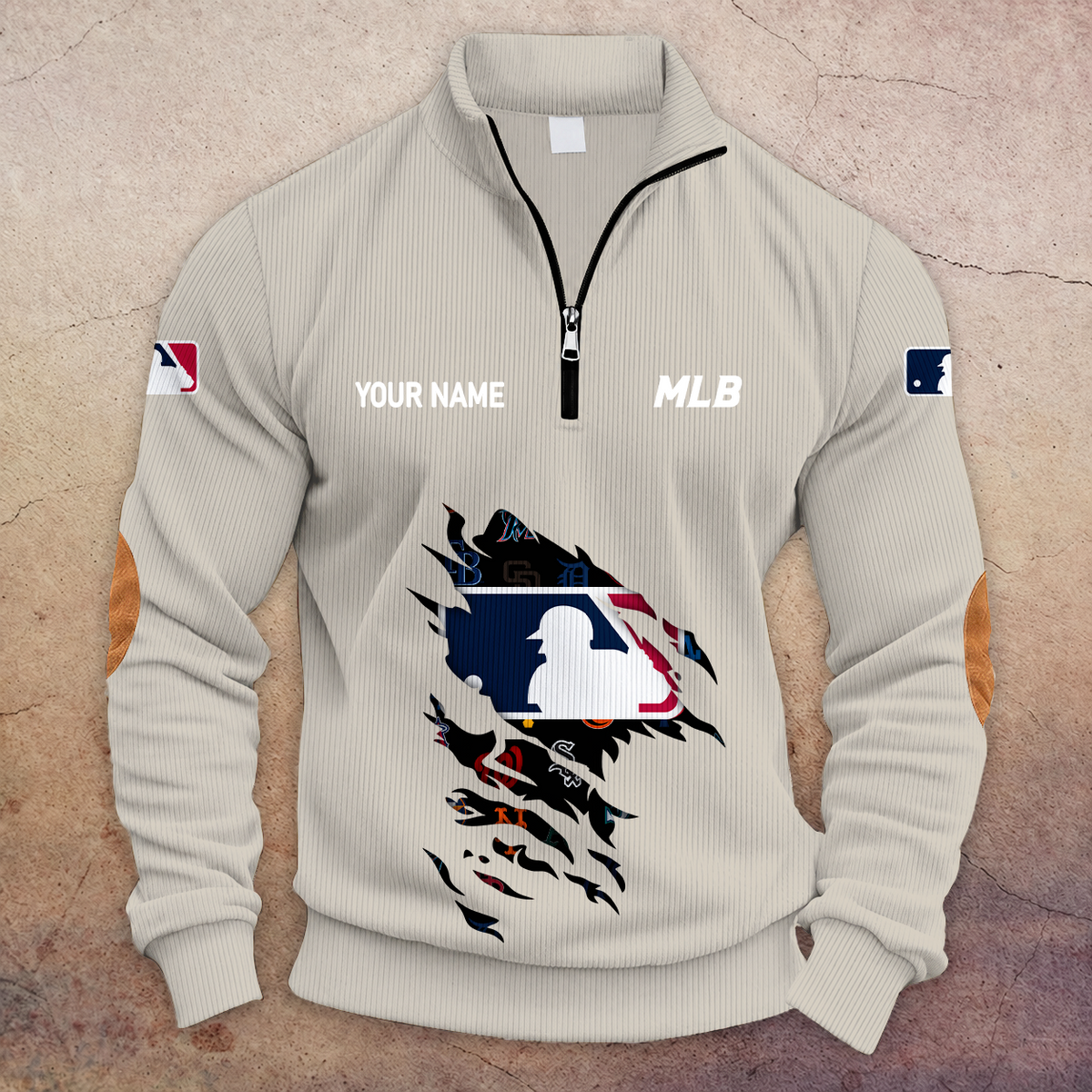 [FLASH SALE] NEW CUSTOMIZED MLB32 ALL TEAMS MULTICOLOR STRIPED QUATER ZIP SWEATSHIRT