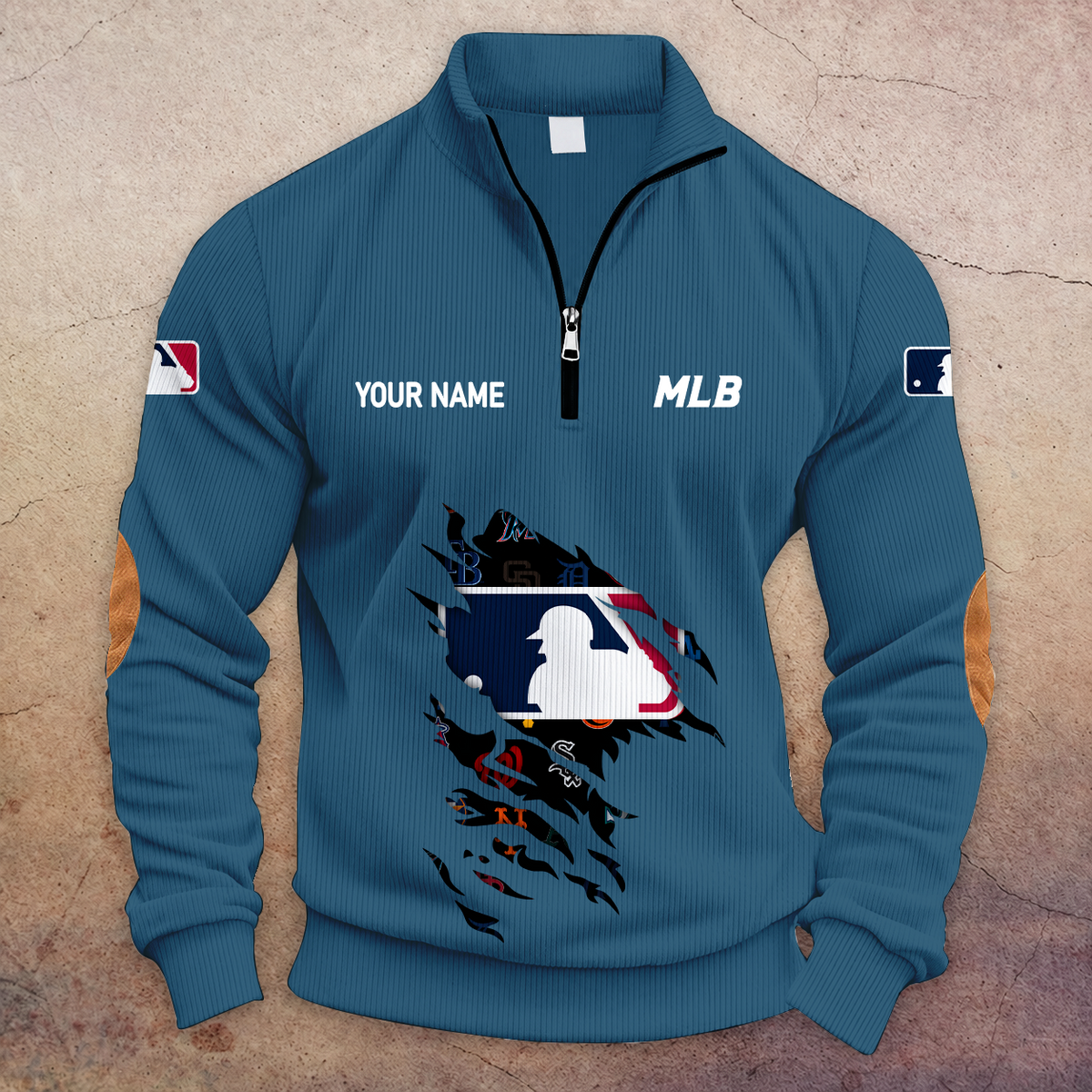 [FLASH SALE] NEW CUSTOMIZED MLB32 ALL TEAMS MULTICOLOR STRIPED QUATER ZIP SWEATSHIRT