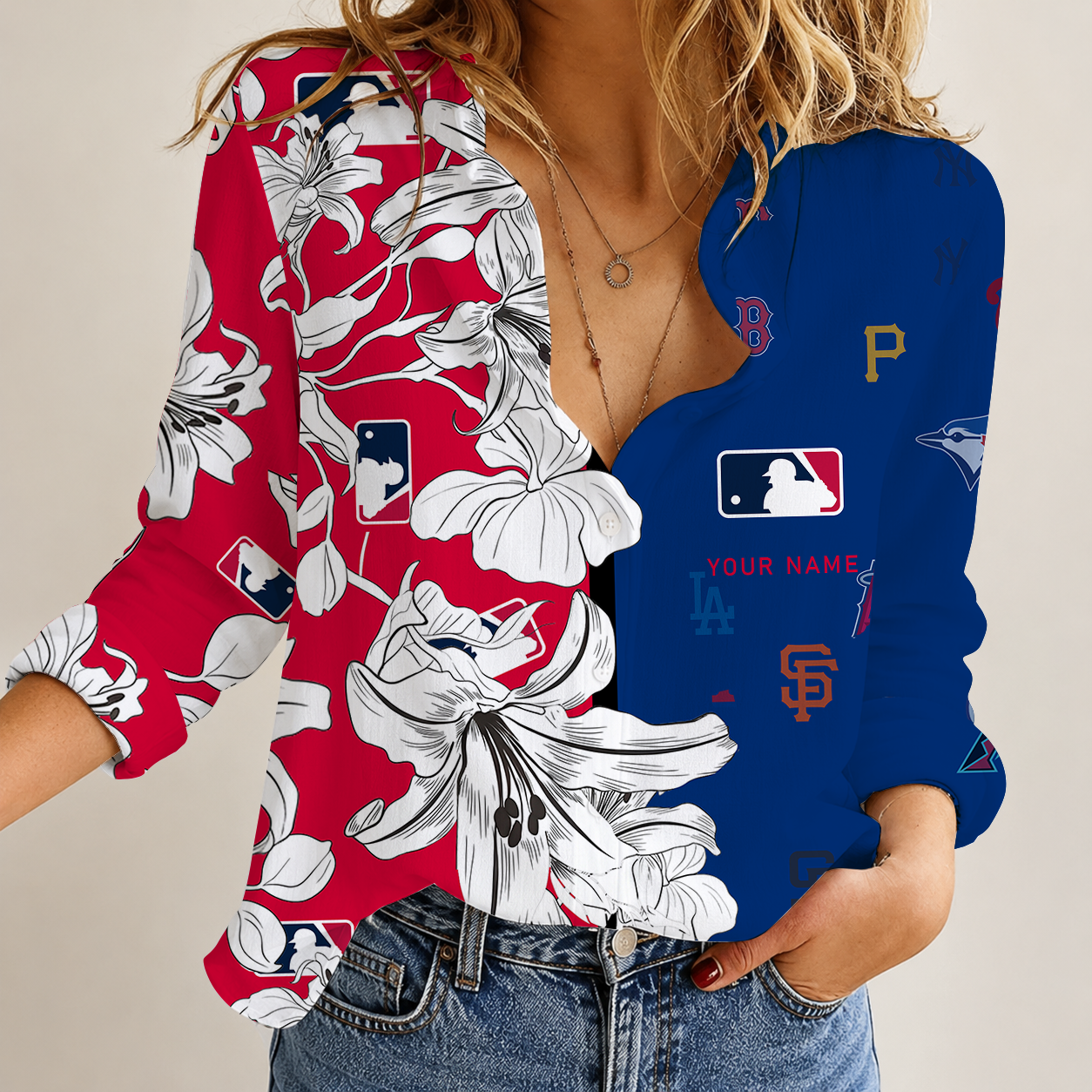 [FLASH SALE] NEW CUSTOMIZED MLB32 MLB ALL TEAMS WOMEN CASUAL SHIRT