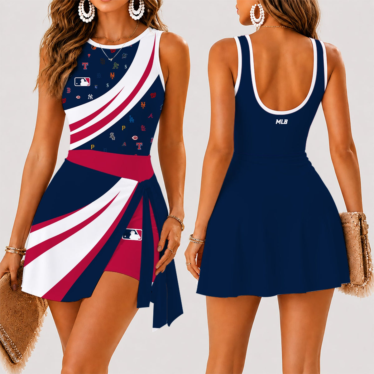 [FLASH SALE] NEW CUSTOMIZED MLB32 ALL TEAMS WOMEN'S SUMMER SKORT DRESS