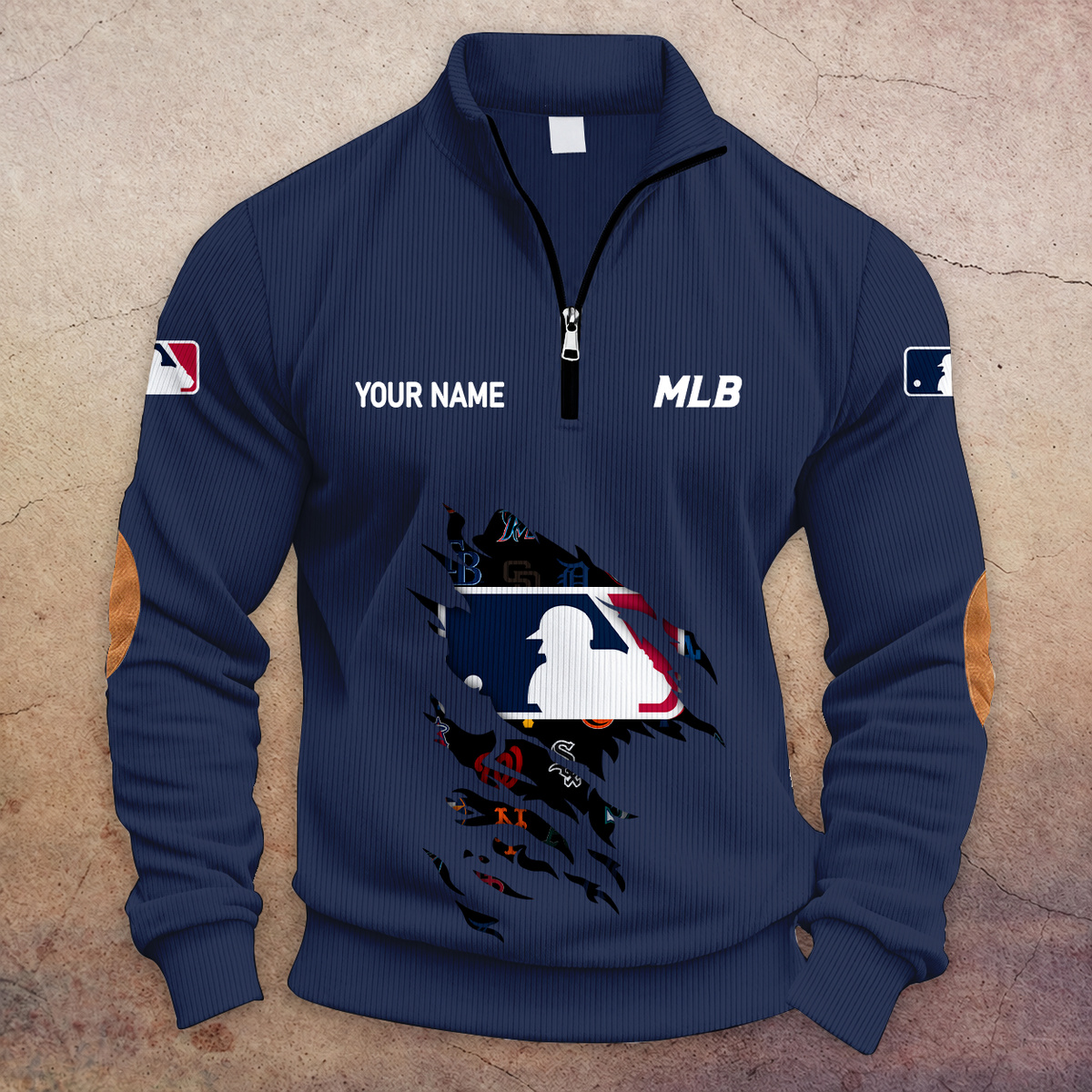 [FLASH SALE] NEW CUSTOMIZED MLB32 ALL TEAMS MULTICOLOR STRIPED QUATER ZIP SWEATSHIRT