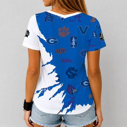 [FAN FAVORITE] NEW CUSTOMIZED NCAA CWS32 ALL TEAMS V-NECK FEMALE SHIRT