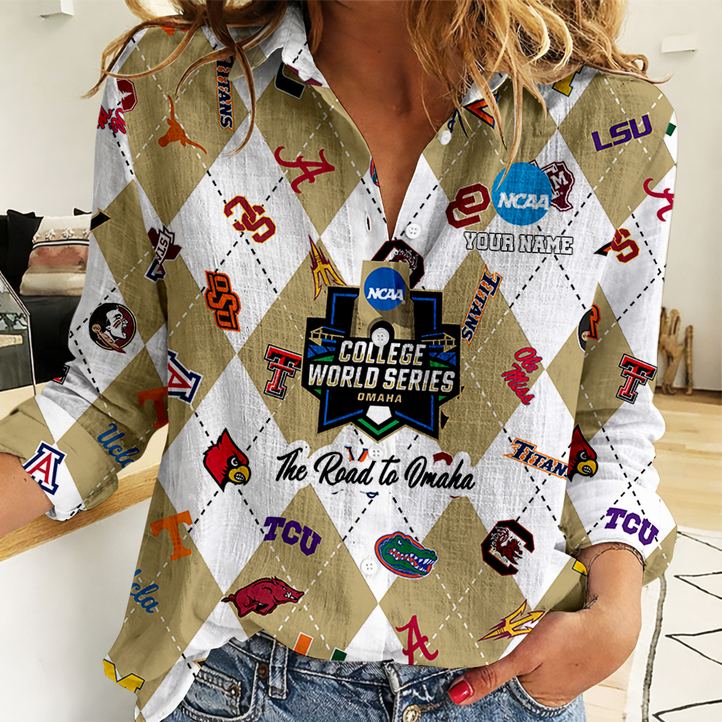 [FLASH SALE] NEW CUSTOMIZED | NCAA CWS32 BBC CWS ALL TEAMS WOMEN CASUAL SHIRT FOR FAN
