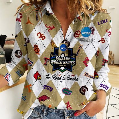 [FLASH SALE] NEW CUSTOMIZED | NCAA CWS32 BBC CWS ALL TEAMS WOMEN CASUAL SHIRT FOR FAN