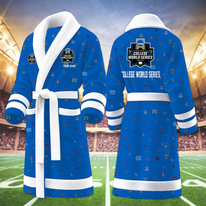 [FAN FAVORITE] NEW CUSTOMIZED NCAA CWS32 ALL TEAMS MULTICOLOR FLEECE BATHROBE
