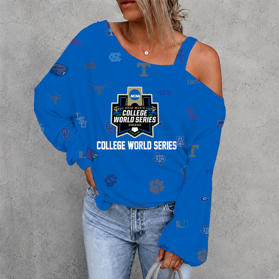 [FAN FAVORITE] NEW CUSTOMIZED NCAA CWS32 ALL TEAMS WOMEN'S OFF-SHOULDER LONG SLEEVE SHIRT