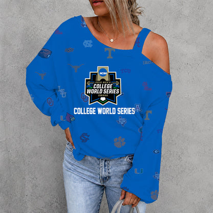 [FAN FAVORITE] NEW CUSTOMIZED NCAA CWS32 ALL TEAMS WOMEN'S OFF-SHOULDER LONG SLEEVE SHIRT