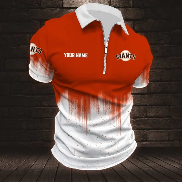 [FLASH SALE] NEW CUSTOMIZED MLB06 SFG SAN FRANCISCO GIANTS ZIP POLO SHIRT
