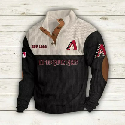 [FLASH SALE] NEW CUSTOMIZED MLB07 ADS ARIZONA DIAMONDBACKS BUTTON SWEATSHIRTS STAND COLLAR