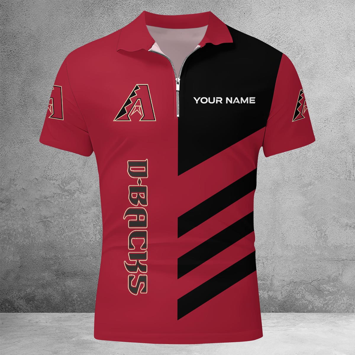 [FLASH SALE] NEW CUSTOMIZED MLB07 ADS ARIZONA DIAMONDBACKS ZIP POLO SHIRT