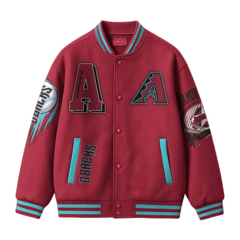 [FLASH SALE] NEW CUSTOMIZED MLB07 AZ DIAMONDBACKS SATIN VARSITY & BASEBALL JACKET