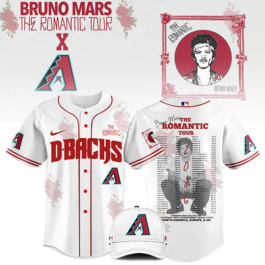 [FLASH SALE] NEW CUSTOMIZED MLB07 AZ DIAMONDBACKS x BRUNO MARS BASEBALL JERSEY & CAP