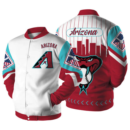 [FLASH SALE] NEW CUSTOMIZED MLB07 AZ DIAMONDBACKS SATIN VARSITY & BASEBALL JACKET