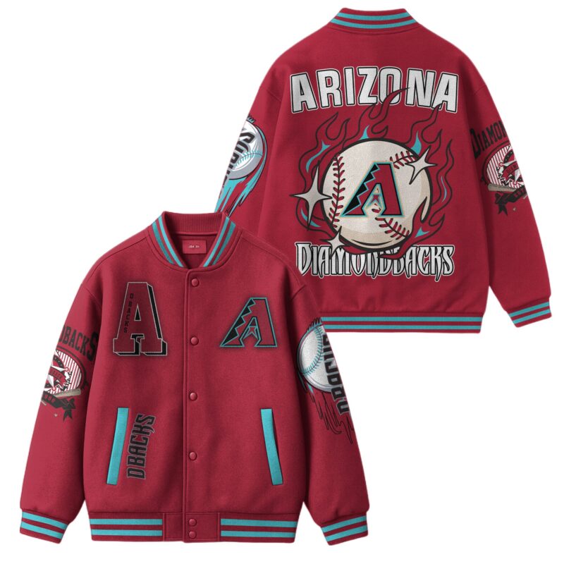 [FLASH SALE] NEW CUSTOMIZED MLB07 AZ DIAMONDBACKS SATIN VARSITY & BASEBALL JACKET