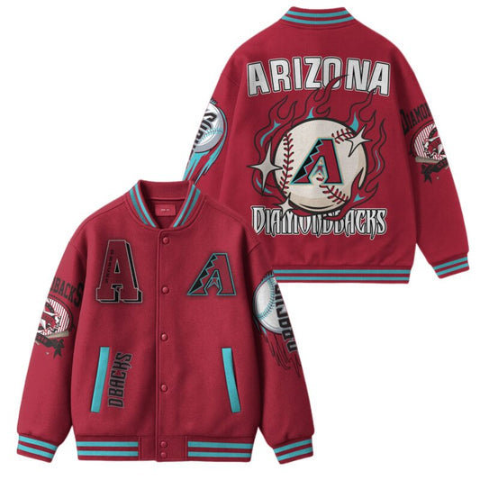 [FLASH SALE] NEW CUSTOMIZED MLB07 AZ DIAMONDBACKS SATIN VARSITY & BASEBALL JACKET