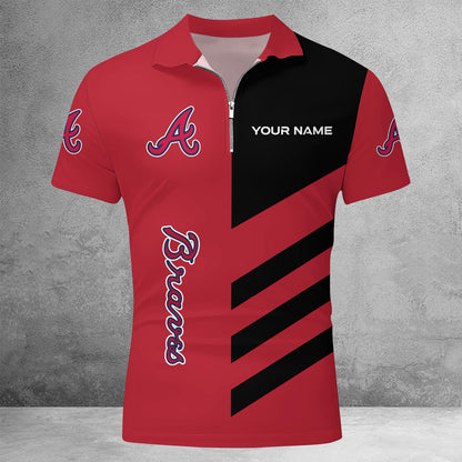 [FLASH SALE] NEW CUSTOMIZED MLB09 ABS ATLANTA BRAVES ZIP POLO SHIRT