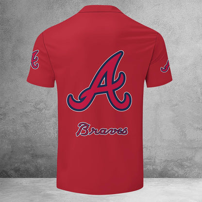 [FLASH SALE] NEW CUSTOMIZED MLB09 ABS ATLANTA BRAVES ZIP POLO SHIRT