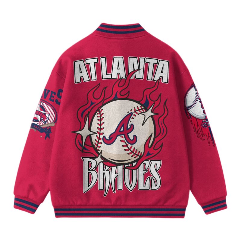 [FLASH SALE] NEW CUSTOMIZED MLB09 AT BRAVES SATIN VARSITY & BASEBALL JACKET