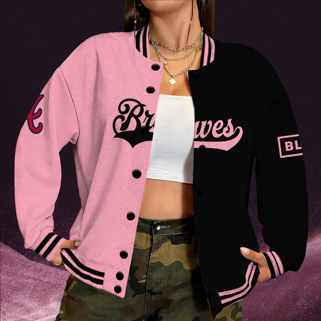 [FLASH SALE] NEW CUSTOMIZED MLB09 ABS ATLANTA BRAVES SATIN VARSITY & BASEBALL JACKET