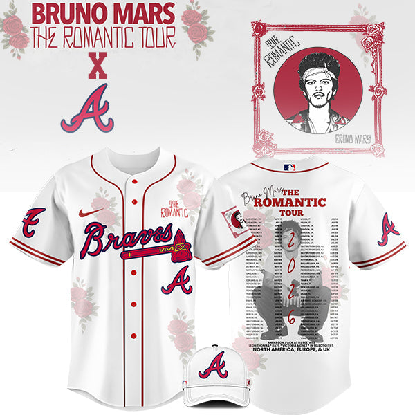 [FLASH SALE] NEW CUSTOMIZED MLB09 AT BRAVES x BRUNO MARS BASEBALL JERSEY & CAP