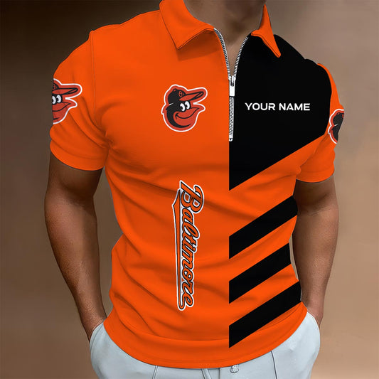 [FLASH SALE] NEW CUSTOMIZED MLB25 BOS BALTIMORE ORIOLES ZIP POLO SHIRT