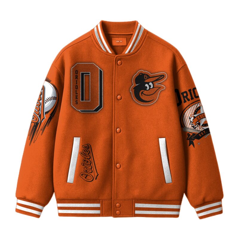 [FLASH SALE] NEW CUSTOMIZED MLB25 BT ORIOLES SATIN VARSITY & BASEBALL JACKET