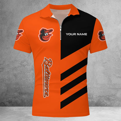 [FLASH SALE] NEW CUSTOMIZED MLB25 BOS BALTIMORE ORIOLES ZIP POLO SHIRT