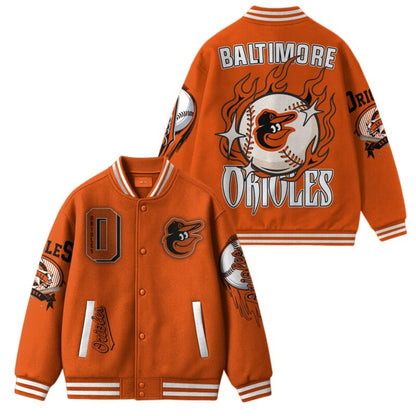 [FLASH SALE] NEW CUSTOMIZED MLB25 BT ORIOLES SATIN VARSITY & BASEBALL JACKET