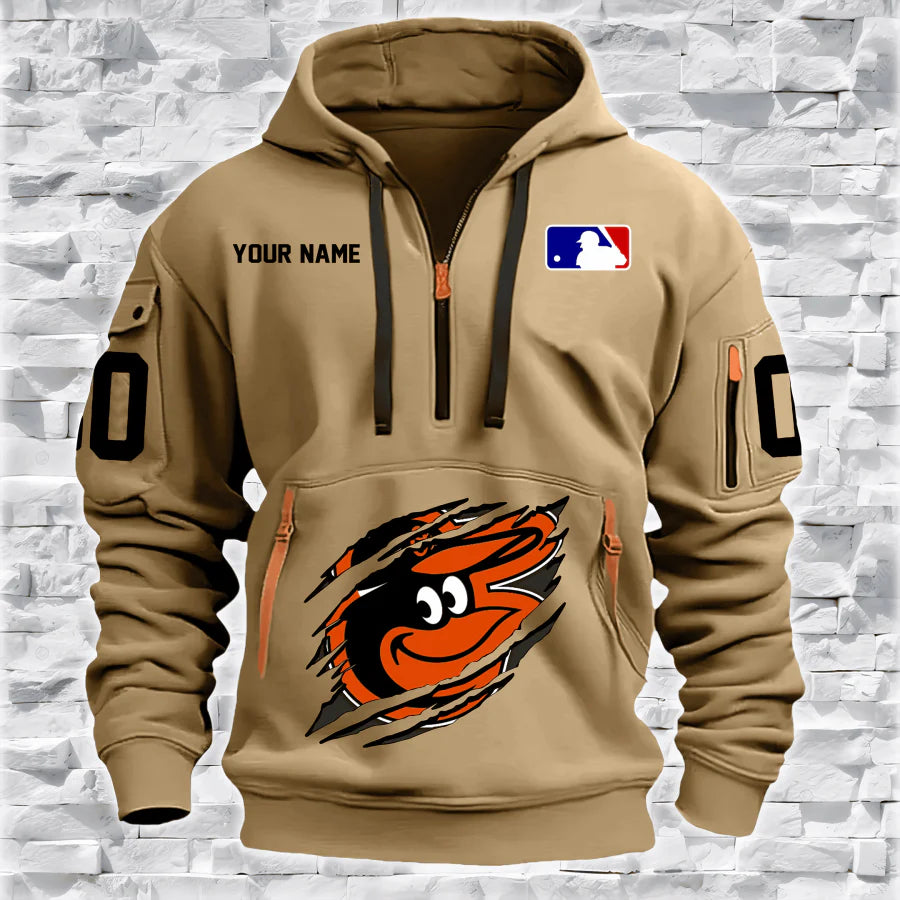 [FLASH SALE] NEW CUSTOMIZED MLB25 BT ORIOLES QUARTER ZIP HOODIE