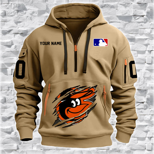 [FLASH SALE] NEW CUSTOMIZED MLB25 BT ORIOLES QUARTER ZIP HOODIE