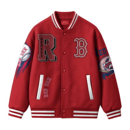 [FLASH SALE] NEW CUSTOMIZED MLB03 BR SOX SATIN VARSITY & BASEBALL JACKET