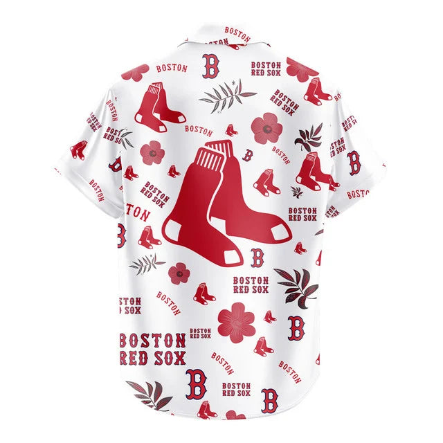 [FLASH SALE] NEW CUSTOMIZED MLB03 BRS BOSTON RED SOX UNISEX HAWAIIAN SHIRT & SHORTS SET