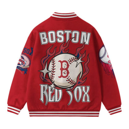 [FLASH SALE] NEW CUSTOMIZED MLB03 BR SOX SATIN VARSITY & BASEBALL JACKET