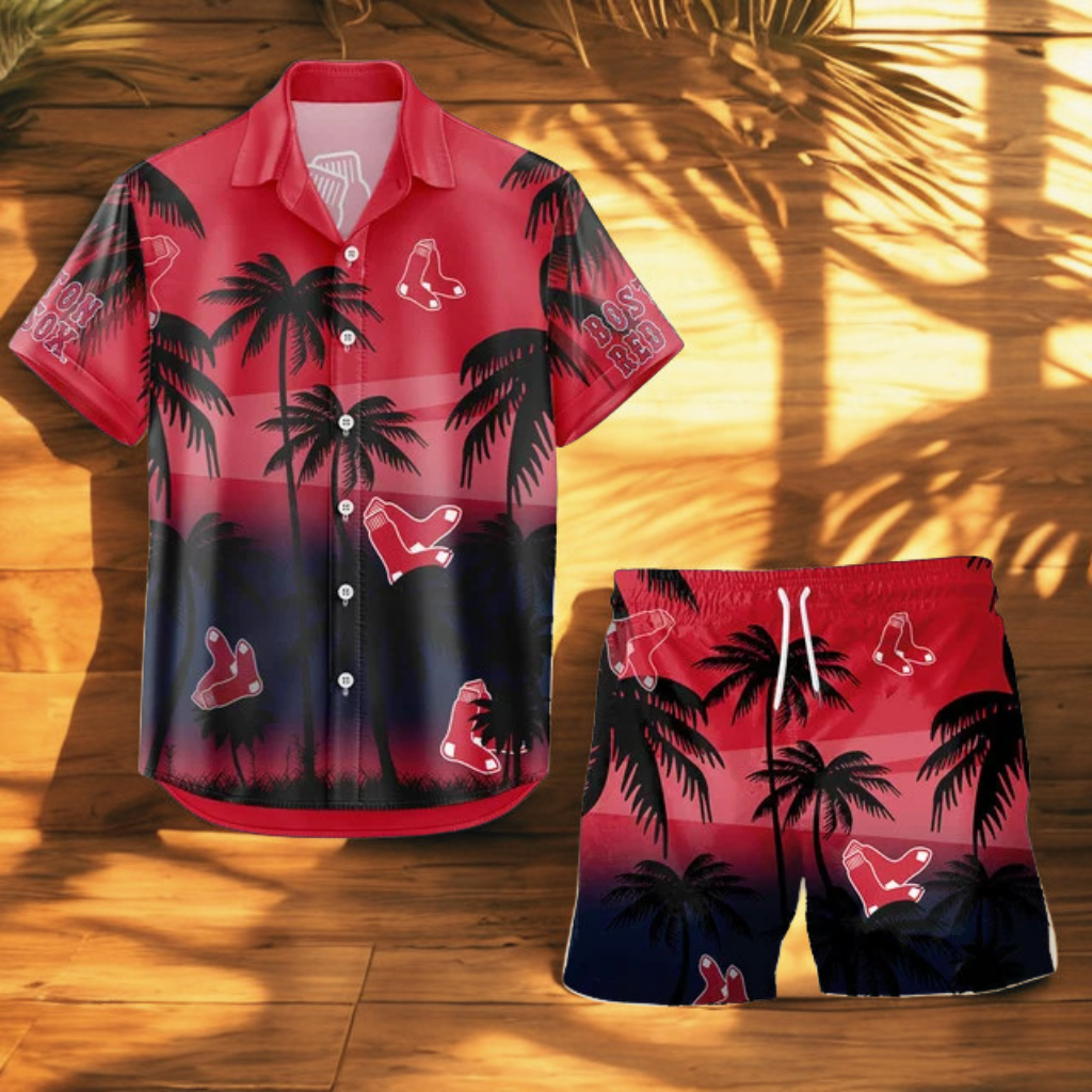 [FLASH SALE] NEW CUSTOMIZED MLB03 BRS BOSTON RED SOX UNISEX HAWAIIAN SHIRT & SHORTS SET