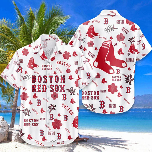 [FLASH SALE] NEW CUSTOMIZED MLB03 BRS BOSTON RED SOX UNISEX HAWAIIAN SHIRT & SHORTS SET