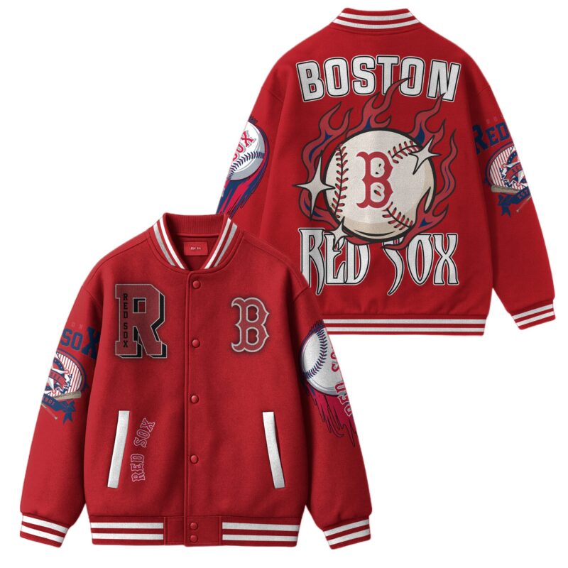 [FLASH SALE] NEW CUSTOMIZED MLB03 BR SOX SATIN VARSITY & BASEBALL JACKET